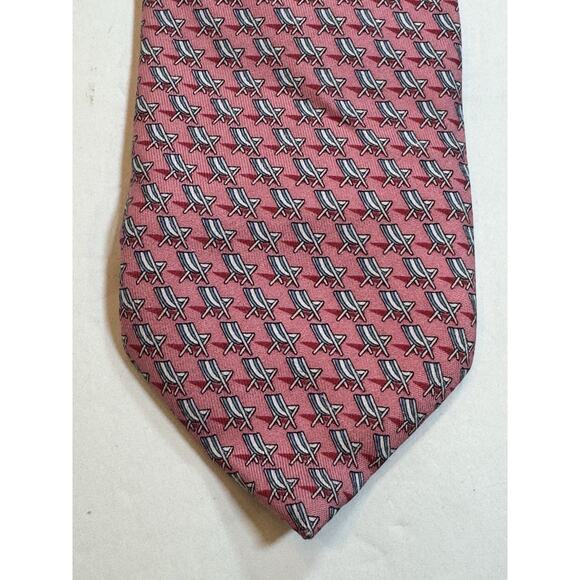 Vineyard Vines Pink Silk Tie Beach Chairs Preppy Summer - Picture 2 of 8